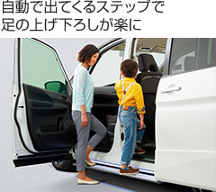 自動で出てくるステップで足の上げ下ろしが楽に