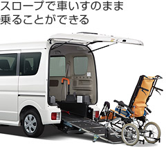 スロープで車いすのまま乗ることができる