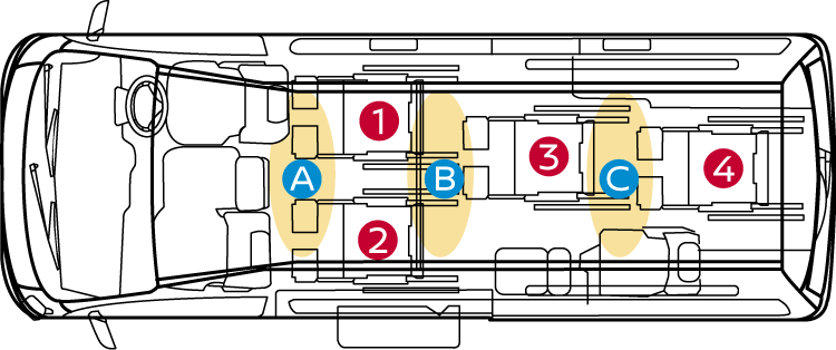 D仕様に車いす4名乗車される場合の注意事項